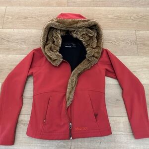 Marmot Women's Red Ski Jacket with Faux Fur Lining